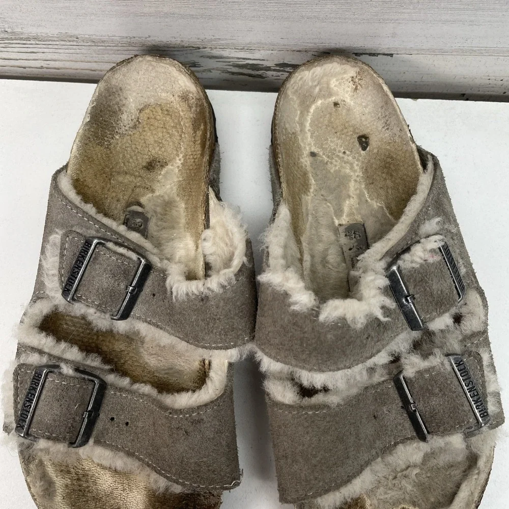 Birkenstock Arizona Shearling Suede Sandals Fuzzy Size‎ 40 9 US